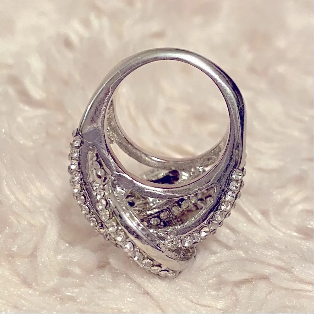 Charming Charlie Sparkling Crystal Circles Rhodium Plated Cocktail Ring - Image 6