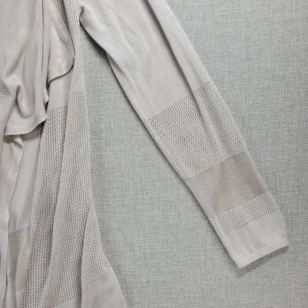 T Tahari Womens Long Cardigan Size S Beige Loose Open Knit Waterfall Long Sleeve - Image 8
