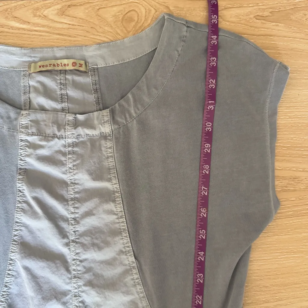 XCVI Medium Aviana Mini Dress Pastel Blue Grayish Side Ruch Lagenlook Minimal - Image 9