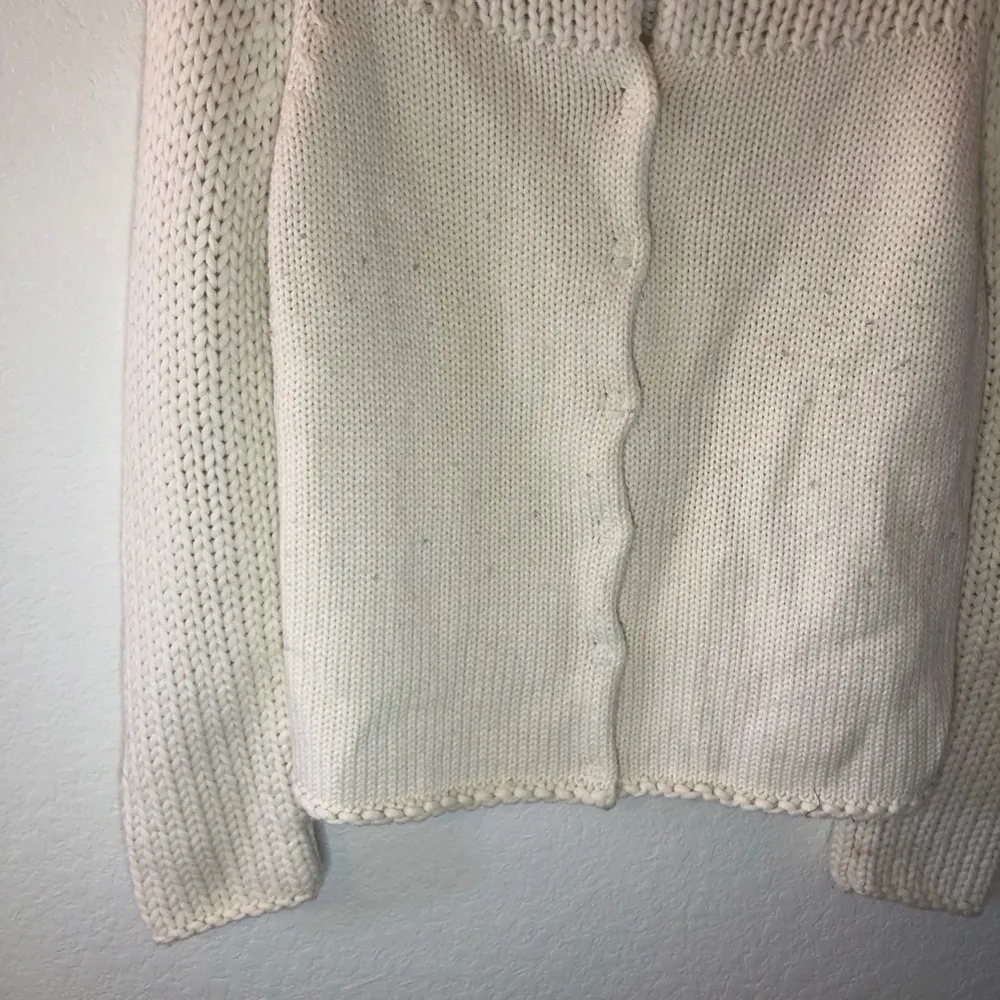 GAP Sweater Thick Knit Cream Snap Cardigan Sweater Shawl Collar Sz XL GUC - Image 7