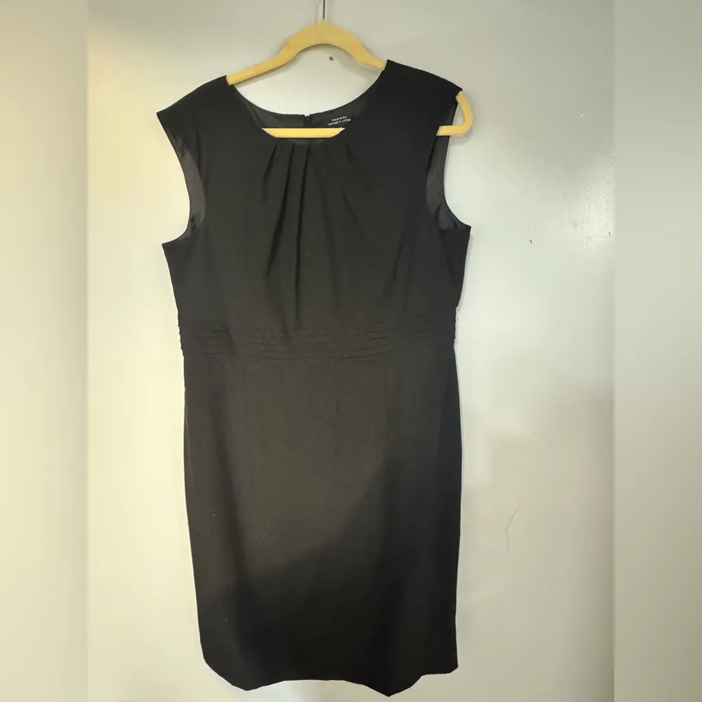 Tahari ASL Sleeveless Sheath Dress‎ Pleated Round Neck Black Womens Size 16 - Image 2
