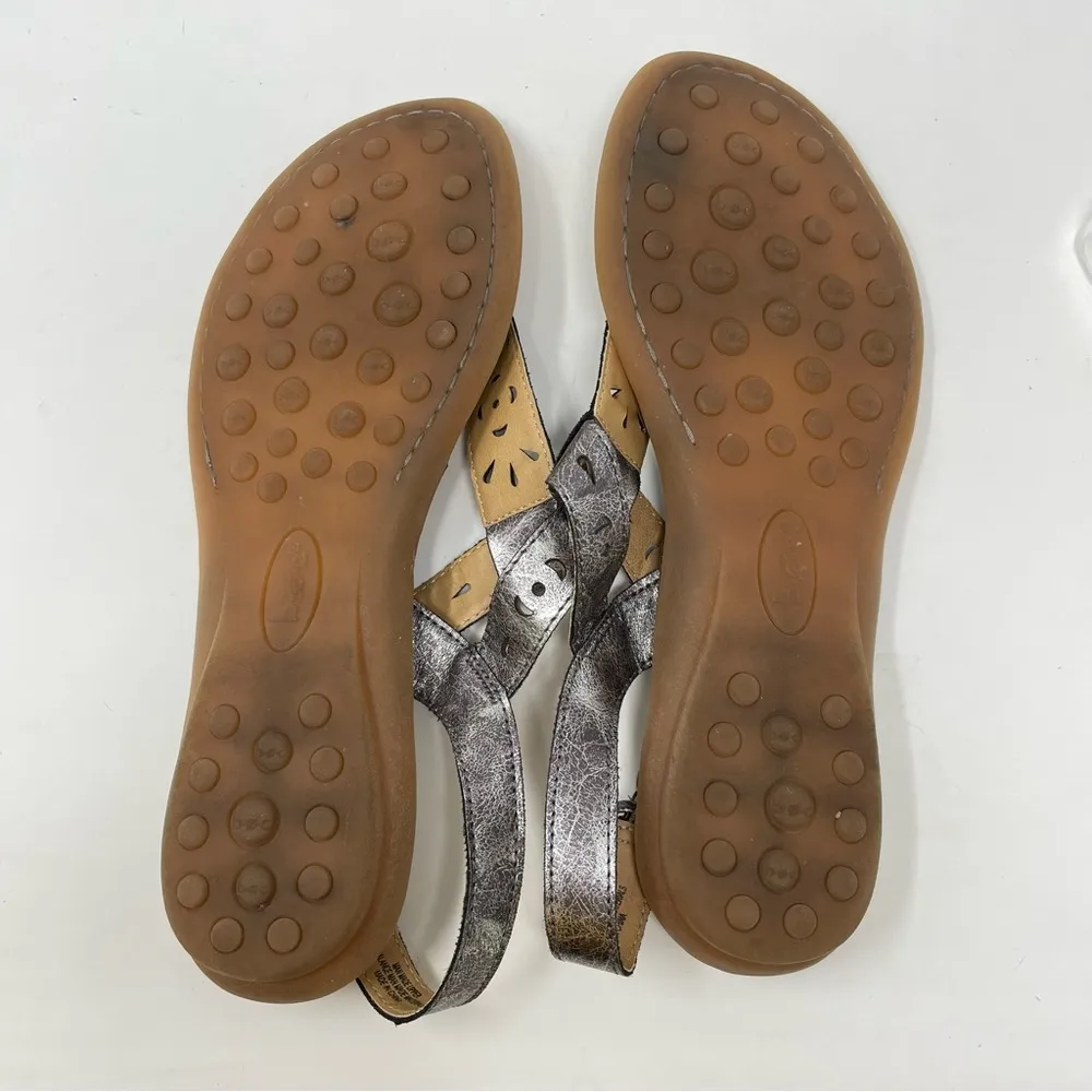 Born BOC Metallic Silver Cutout Vegan Faux Leather T - Image 9