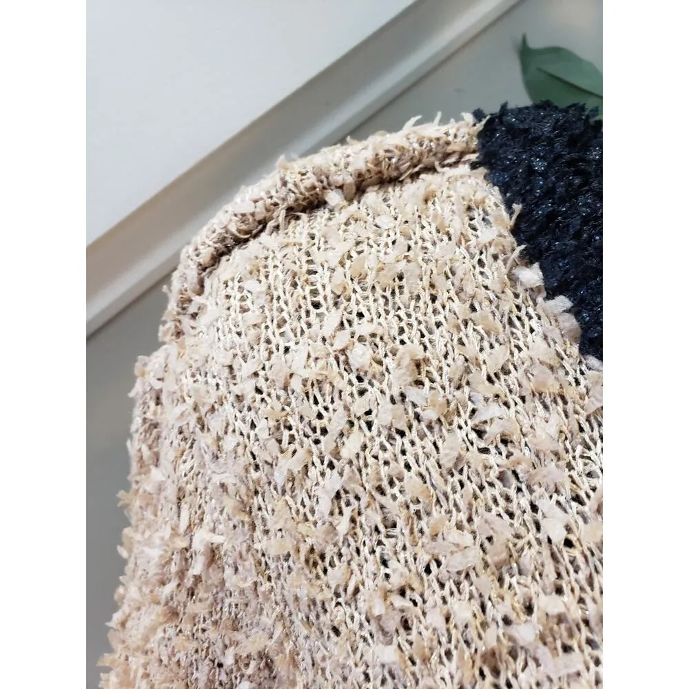 Mcginn Cardigan Sweater Women's Large Beige Tweed Eye Lush Hook & Eye Closure - Image 13