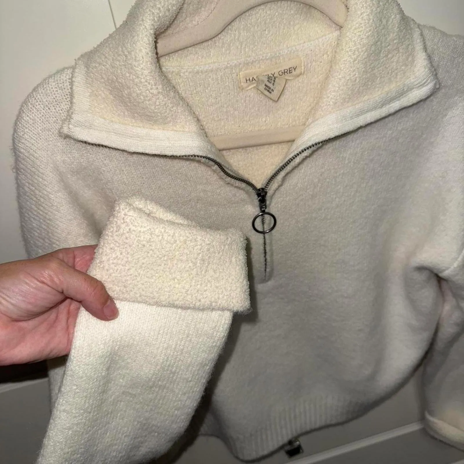 Happily Grey cream quarter zip sweater White - Image 2