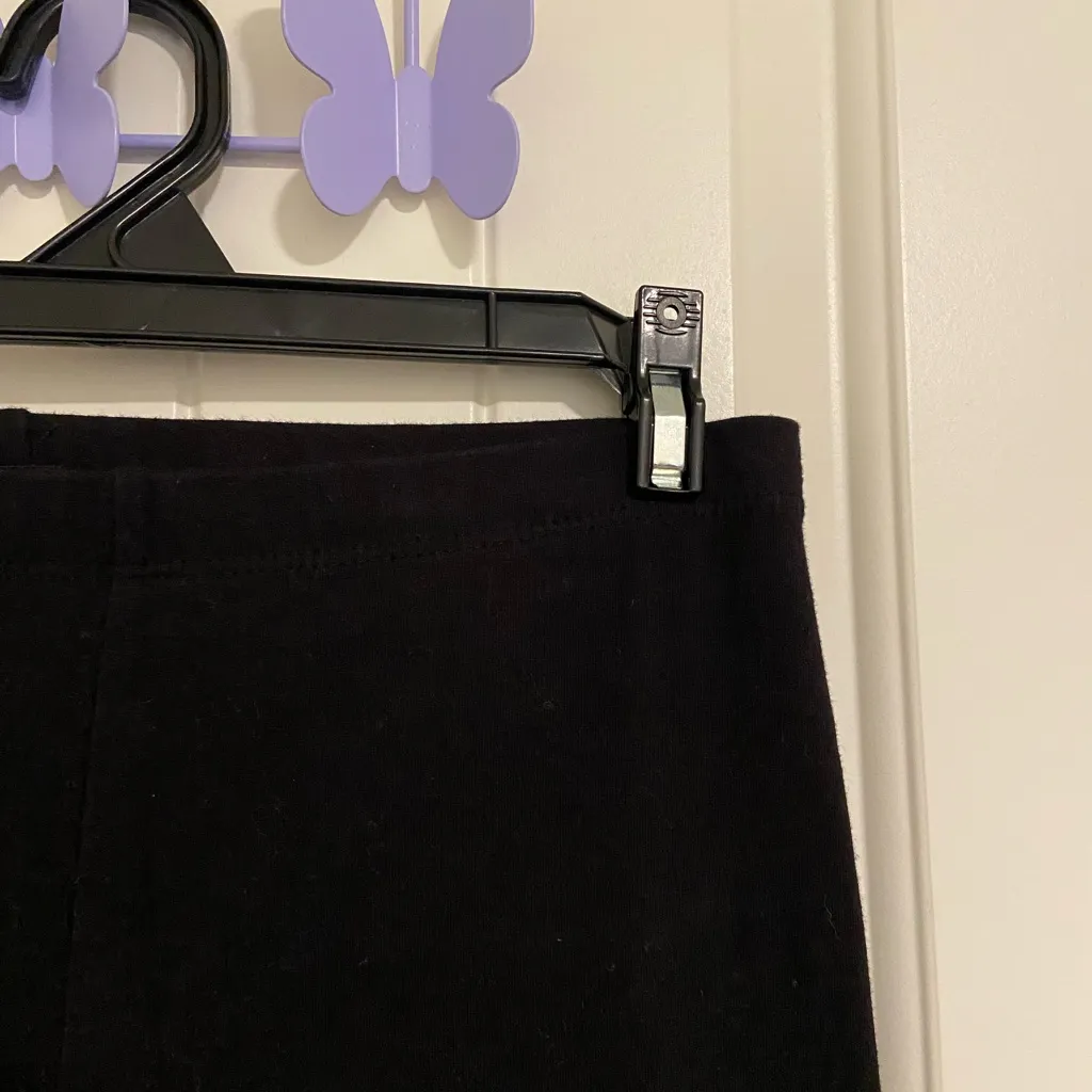 cha cha vente EUC  women’s solid black elastic‎ thin waistband stretch leggings L - Image 2