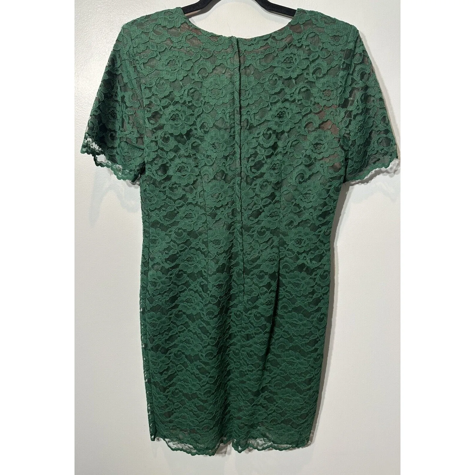Vintage Green Lace Dress My Michelle 90's Mini Sheath Short Sleeve Grunge Size 8 - Image 2