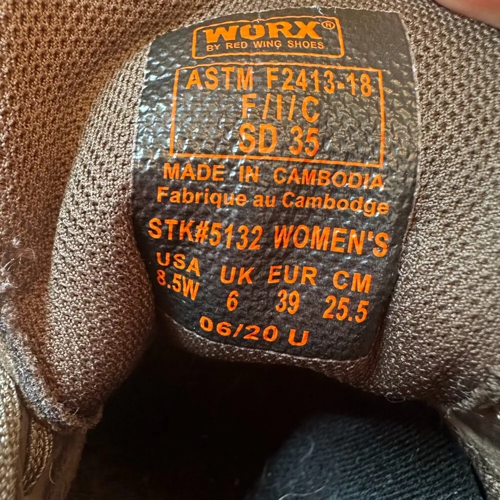 Worx by Red Wing Nitro Olive Green Oxford Lace Up Safety Shoes Womens 8.5 W - Image 2