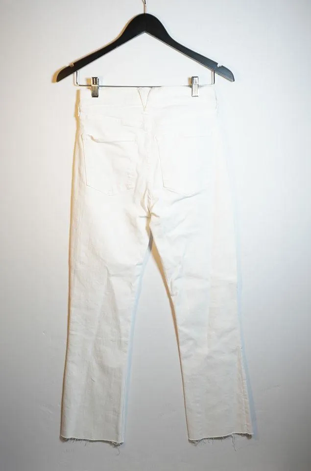 Veronica Beard  Carly Kick Flare High Rise Raw Hem White Stretch Denim Jeans 26 - Image 4