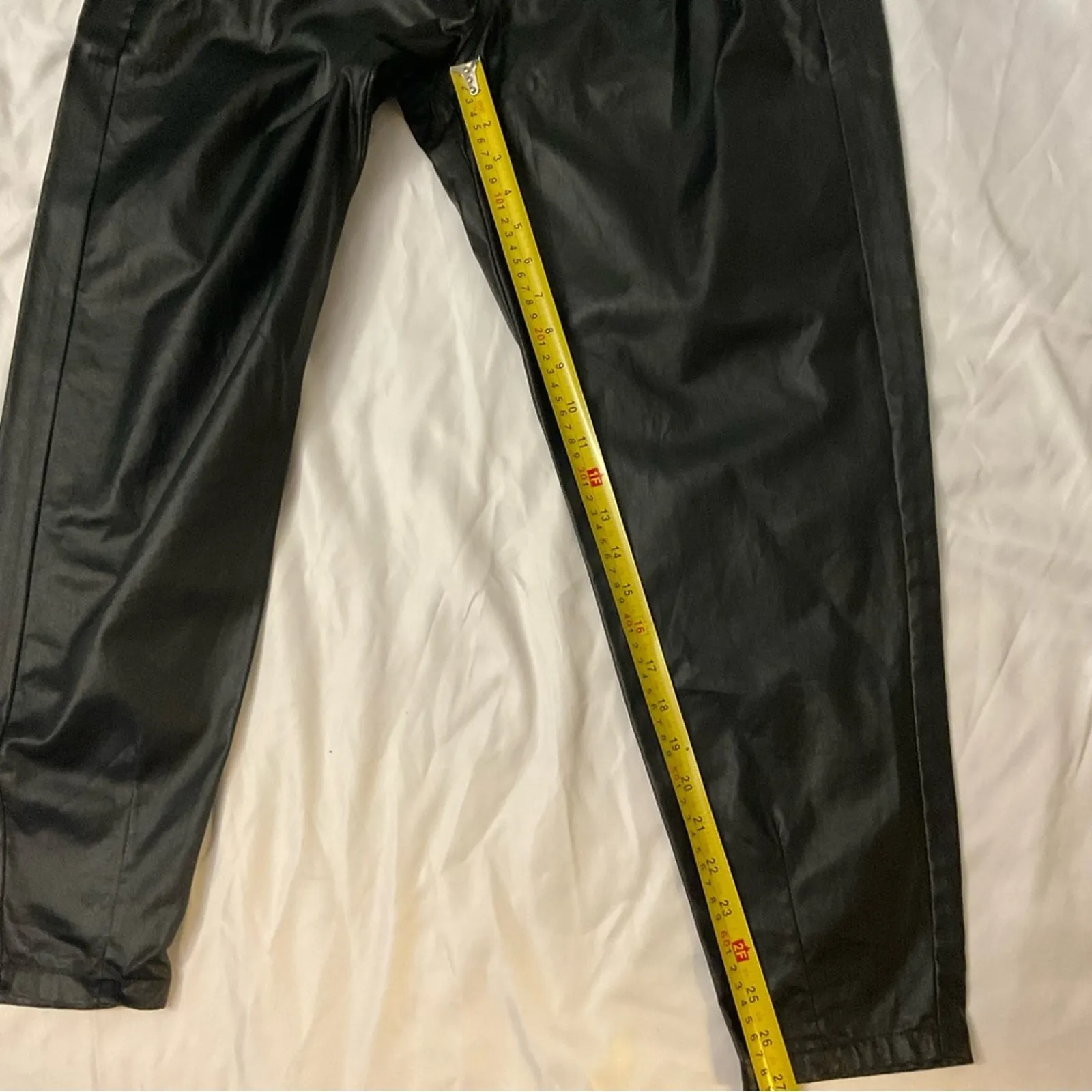 Missguided Black Coated Denim Pleather Carrot Jean 8 Rocker Punk Goth Mobwife - Image 7