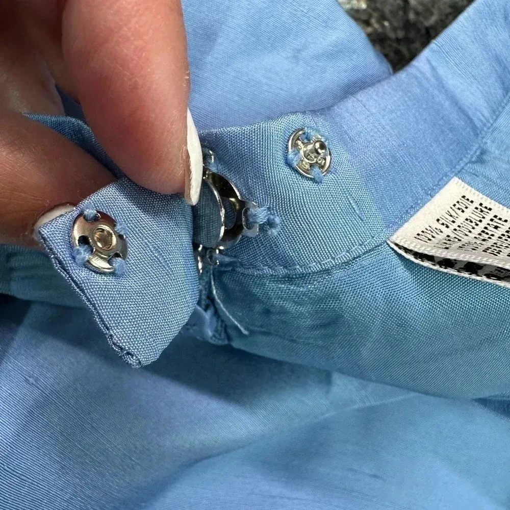 Vintage Talbots 100% Silk Sea Tiffany Blue Knee Length Pencil Skirt Size 12 L - Image 3