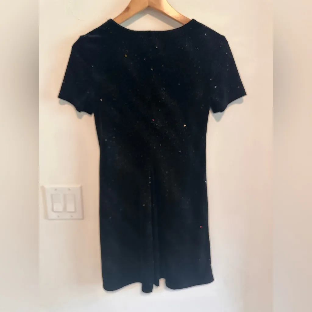 Molly Malloy Vintage Black Velvet Mini Dress with Sparkles Sz S - Image 5