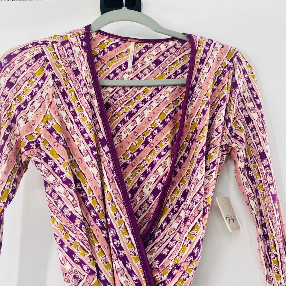 NEW Free People Womens Phoebe Printed Wrap Maxi Dress Extra Small Costal Cowgirl - Image 6