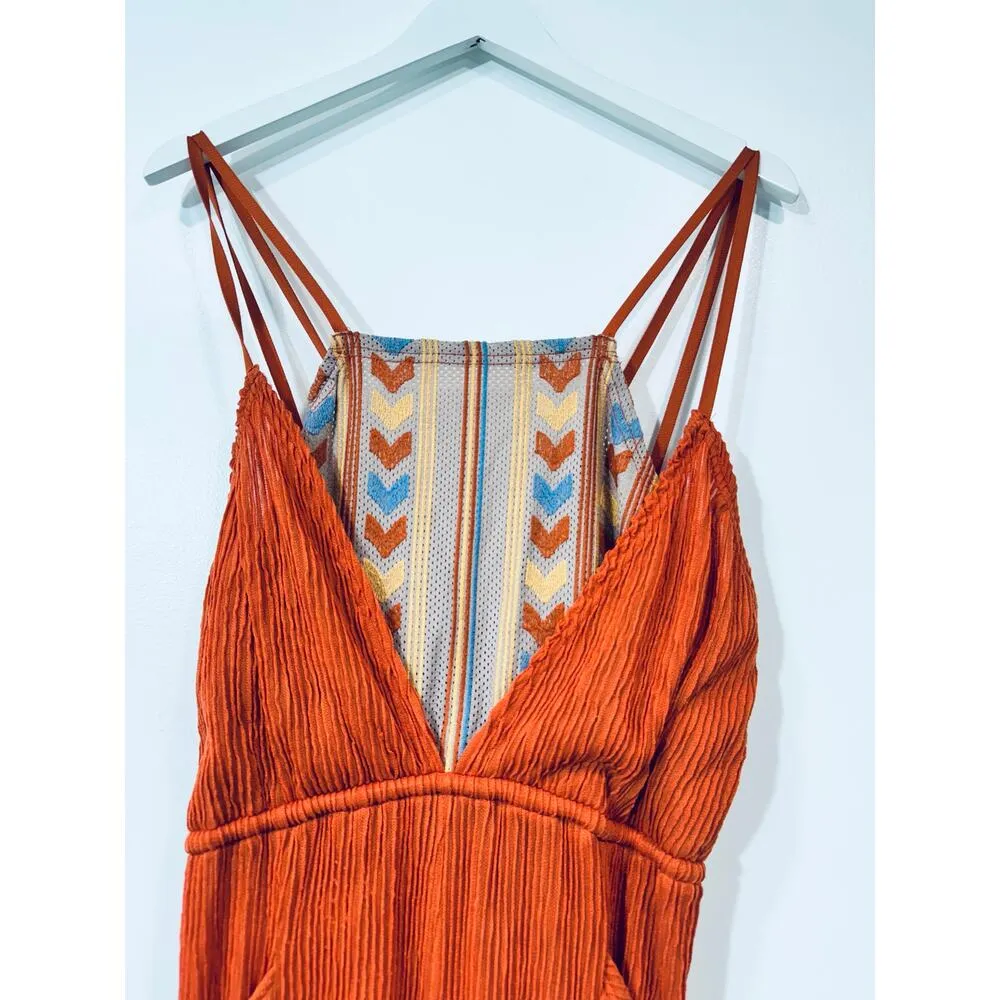 Free People Movement Embroidered Jumpsuit Orange - Image 4
