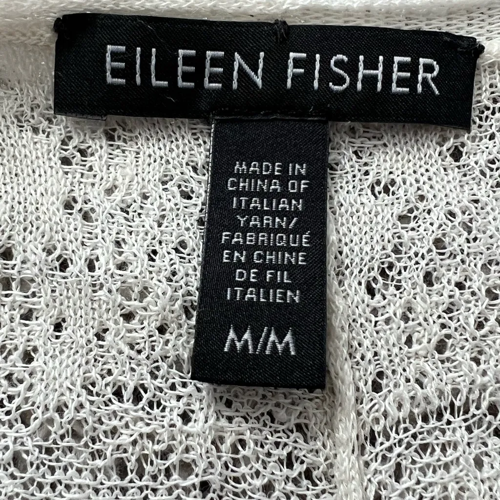 Eileen Fisher Hemp Blend Cardigan White Italian Yarn M - Image 4