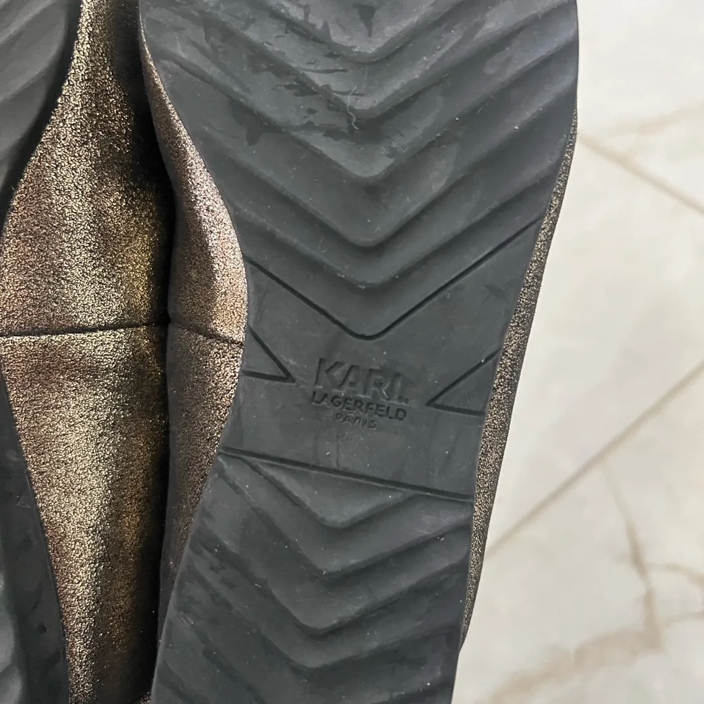 Karl Lagerfeld Gold Quigley Loafers Size 6 US - Image 7