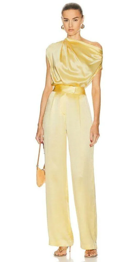 The Sei Draped Top in Butter 4 New Womens Silk Yellow Satin Blouse - Image 12