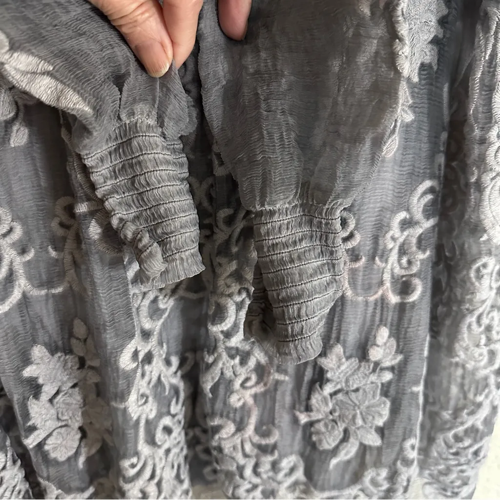 Soft Surroundings 100% Silk Embroidered Lace Chiffon‎ Tunic Shirt Top Large - Image 7