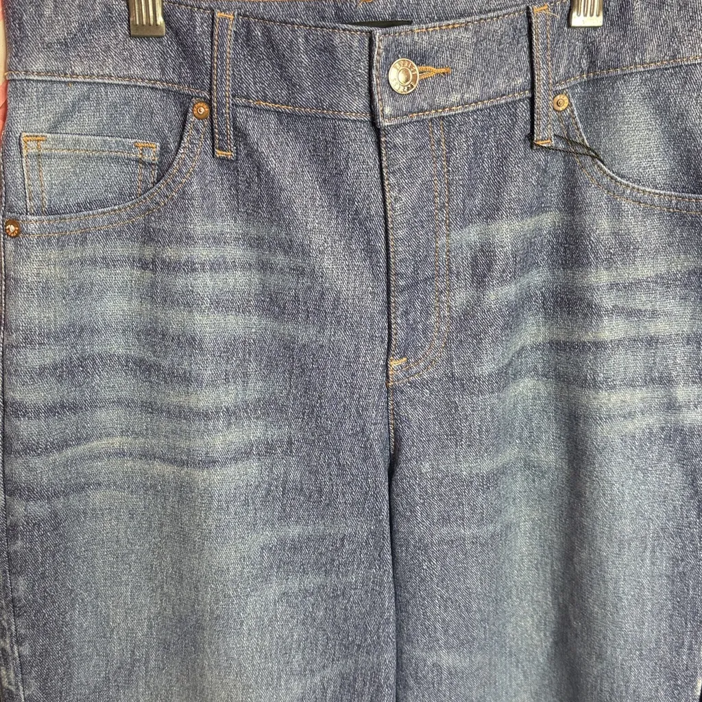 Express High Waisted Denim Look Faux Leather Straight Pant. Size 2 - Image 4