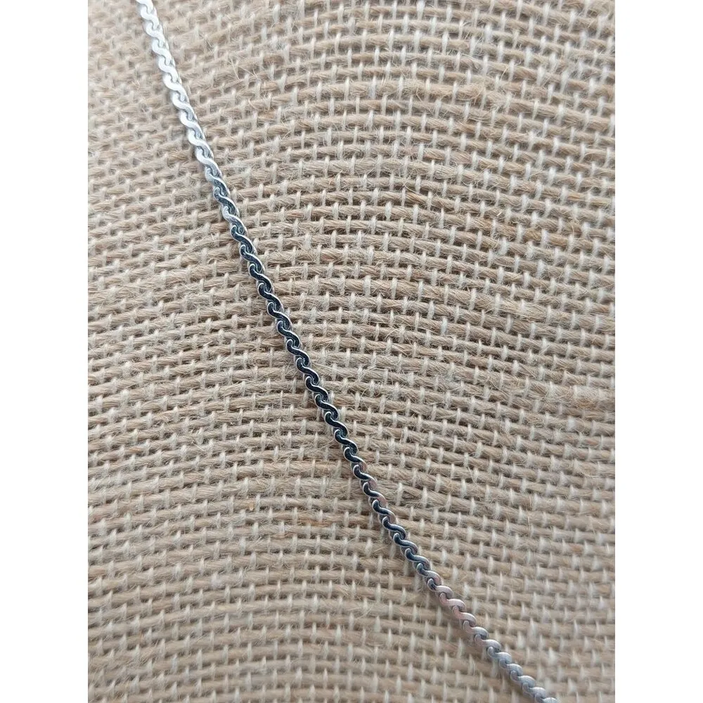 Sarah Coventry Silver Tone Serpentine Chain Floral Pendant Necklace Mini Lasso - Image 5