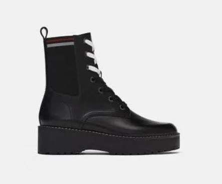 ZARA Leather Platform Combat Boot - Image 8