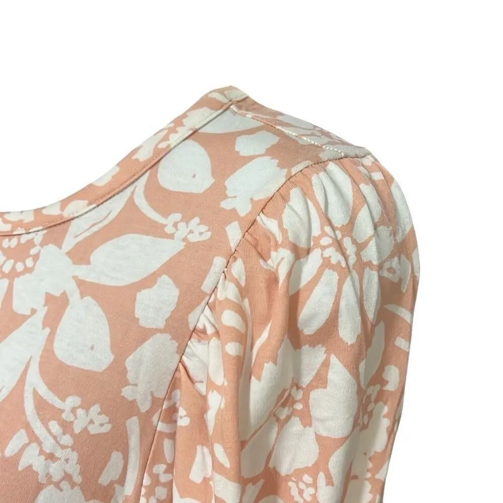 Parker Orange Floral Poppy Top Small Short Puff Sleeves Ruffles NWT $178 MSRP - Image 4