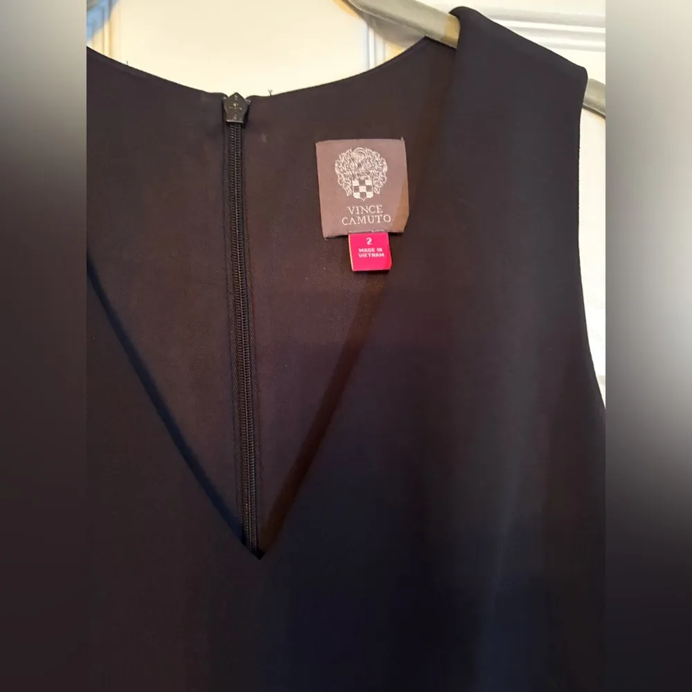 NWT Vince Camuto Elegant BLACK V-Neck Sequin Hem Sheath Dress, Size 2 - Image 3