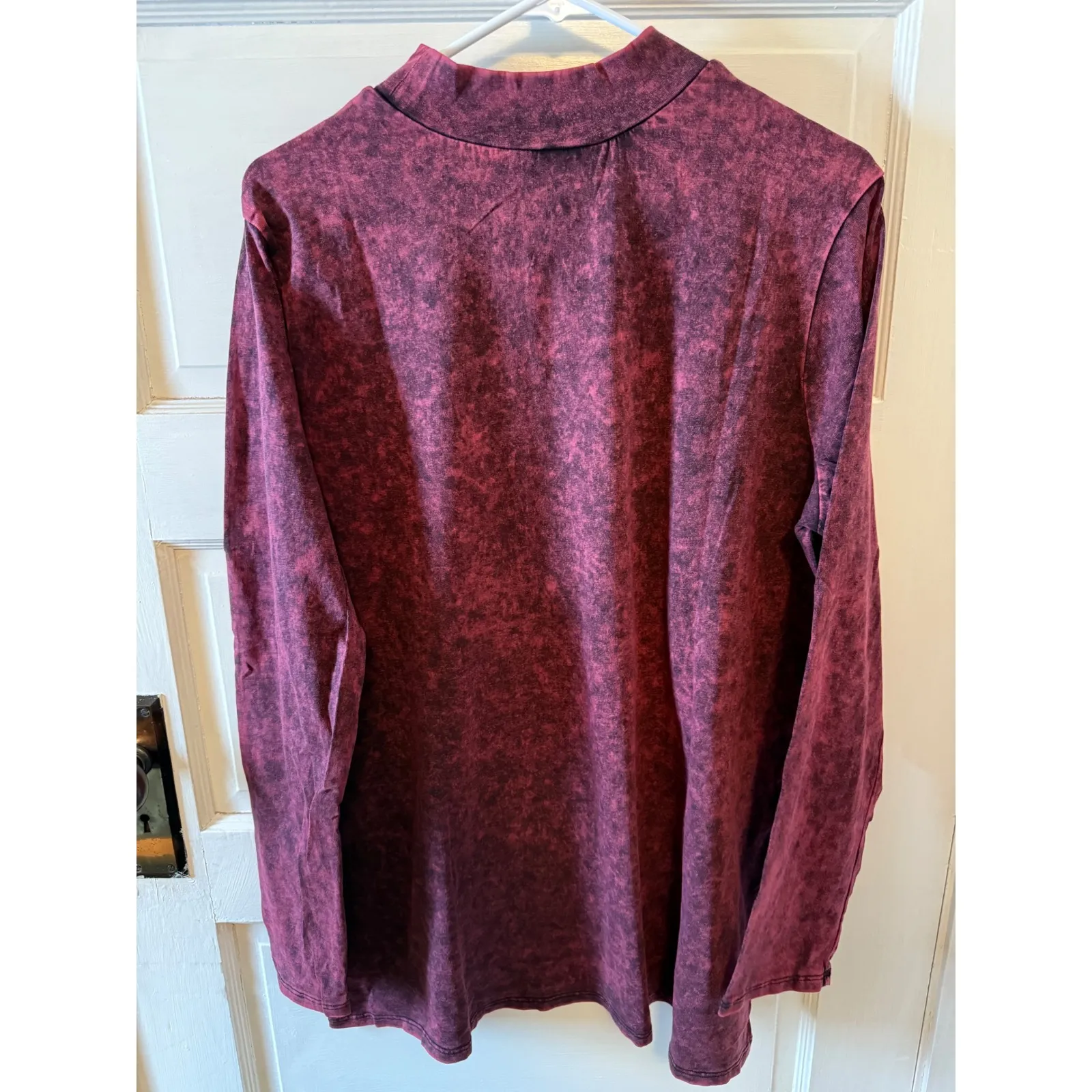 Zenvana Outfitters Women Mock Neck Long Sleeve Tie Dye Tunic Top 3X Red - Image 2