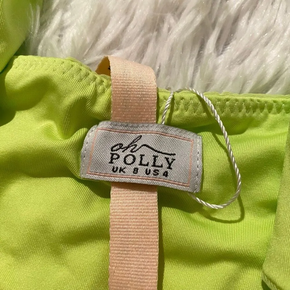 NEW Oh Polly Sequin Cut Out Club Mini Dress in Neon Lime Size 4 - Image 4