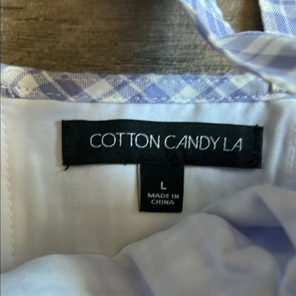 Cotton Candy Purple Plaid Crop Top Blue Size L - Image 3