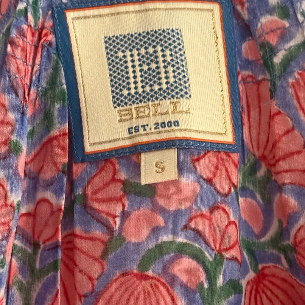 NWOT Alicia Bell Maddy Puff Sleeve Floral Maxi Silk Blend Midi Dress Small $375 Pink - Image 7