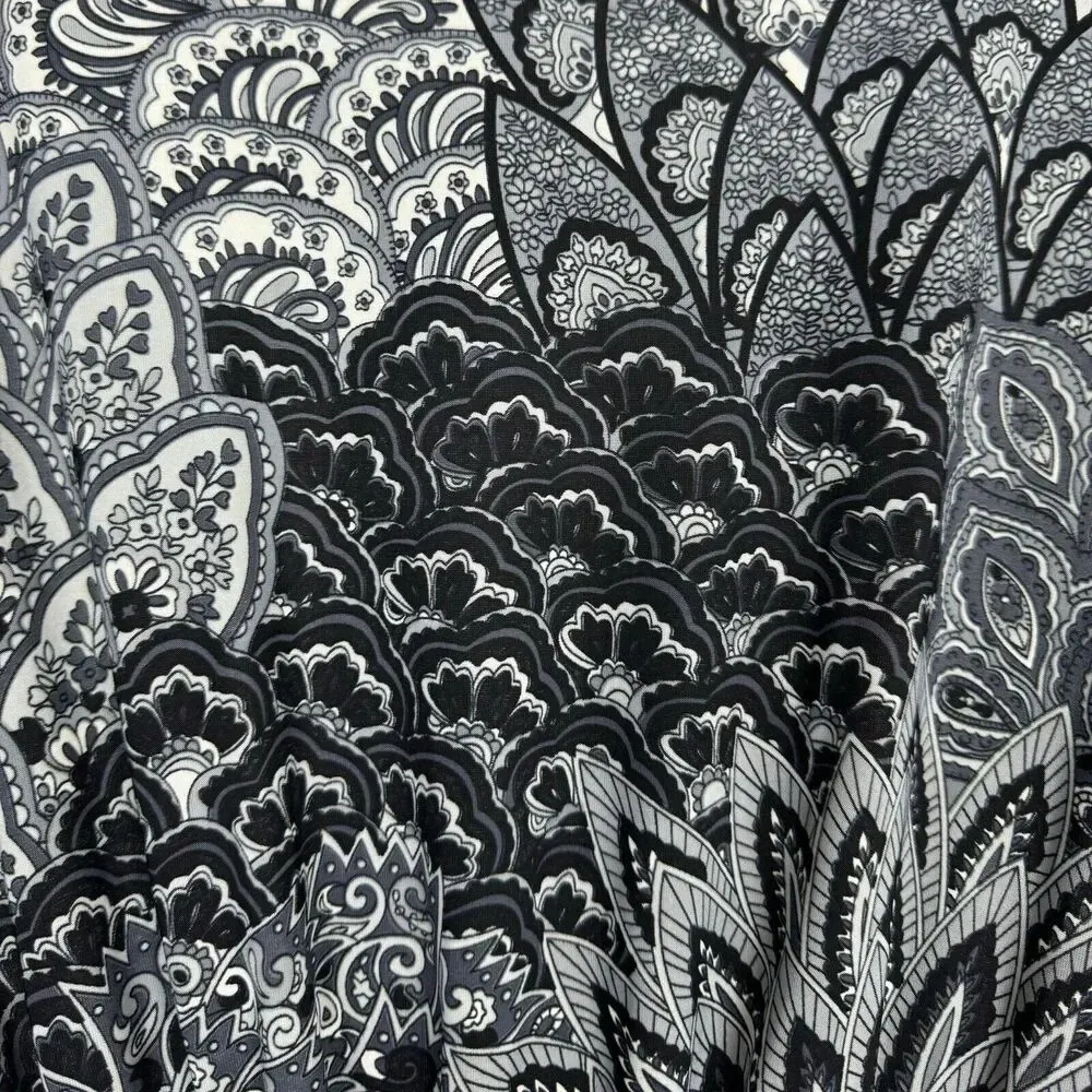 Y2K 5th & Love Baby Doll Midi Dress XL Paisley Black White V-Neck Fairy Grunge - Image 2