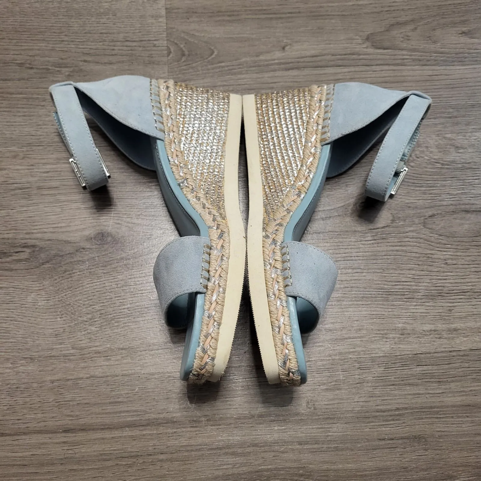 Vince Camuto Jefannah Espadrille Wedge Sandals Sky Blue Suede Ankle Strap size 8 - Image 9