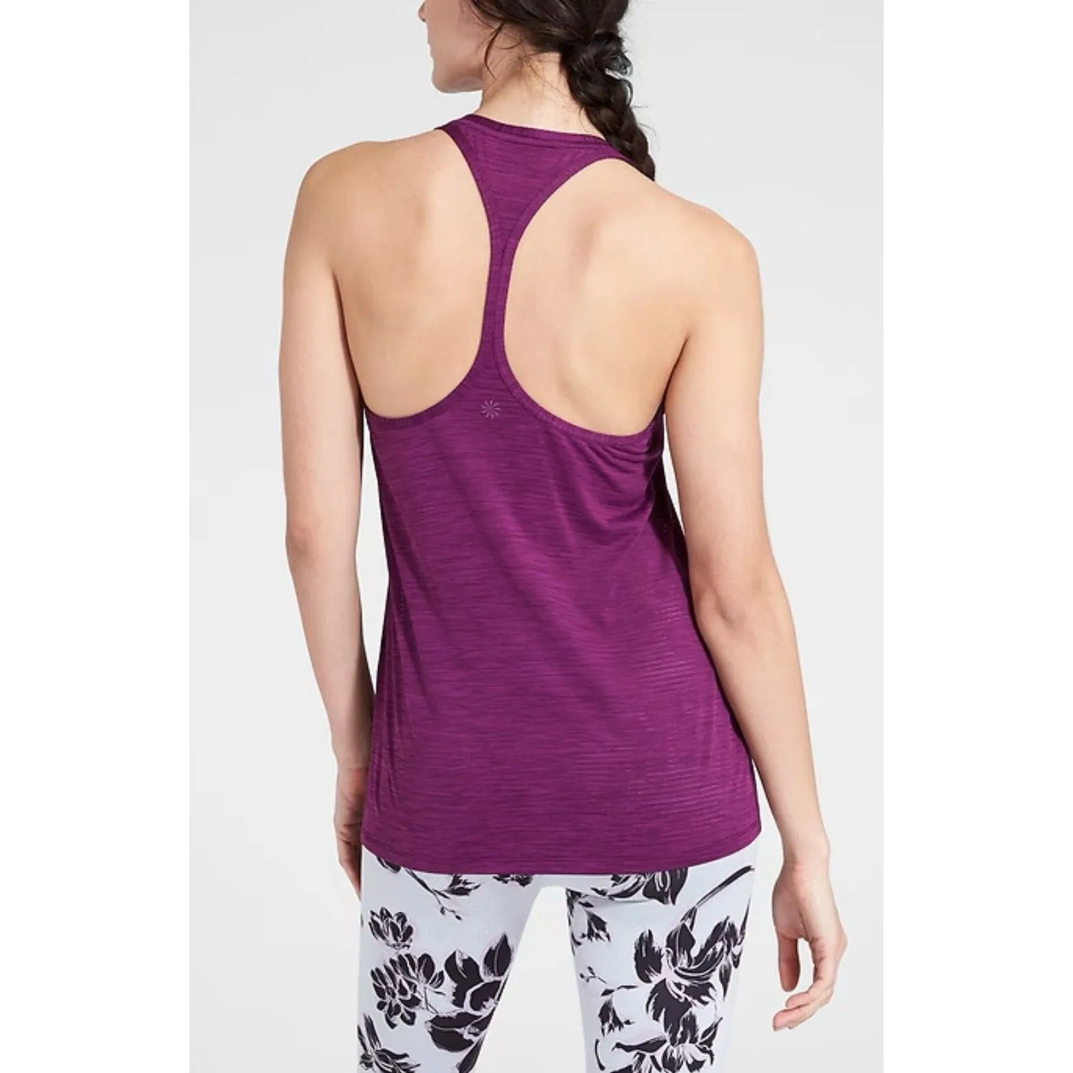 Athleta High Neck Shadow Stripe Chi Racerback Tank Top Women's XL Purple Active - Image 2