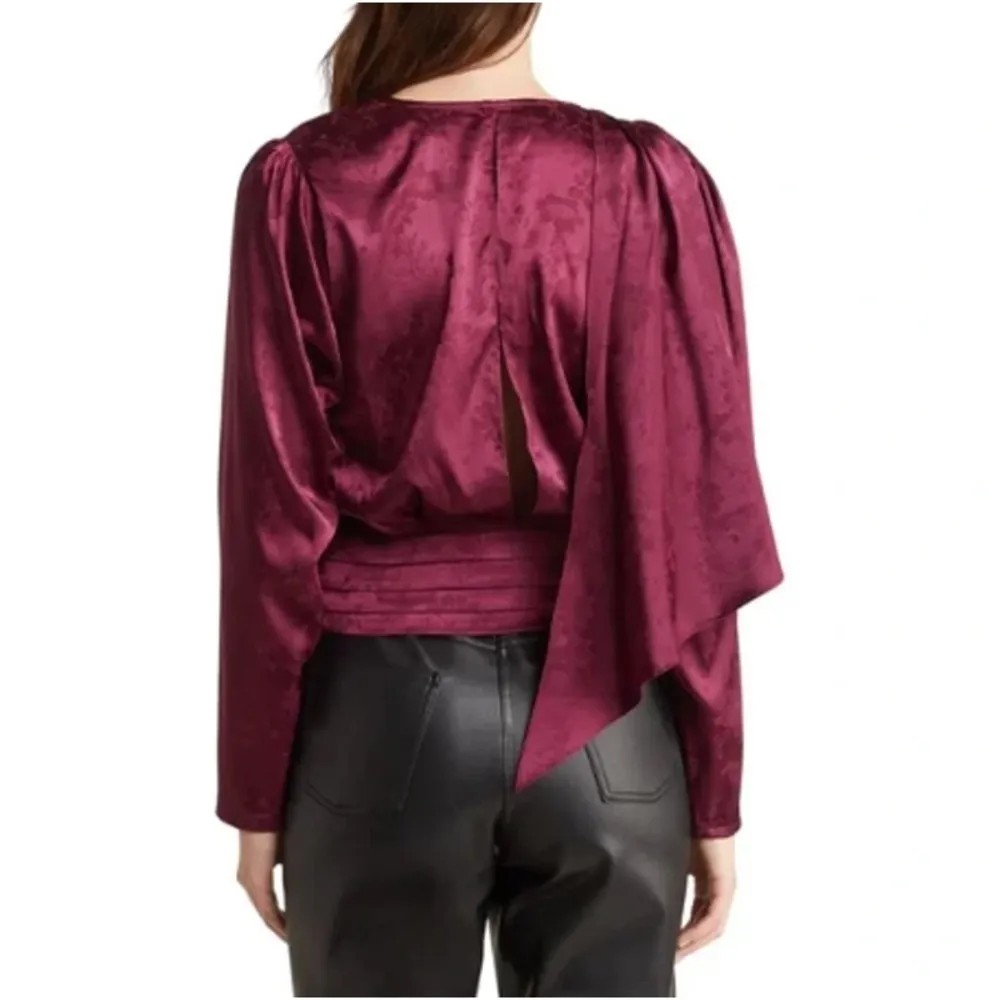 NWT Ronny Kobo Monet Floral Blouse M | Purple Satin
Draped Jacquard Top Size M - Image 2