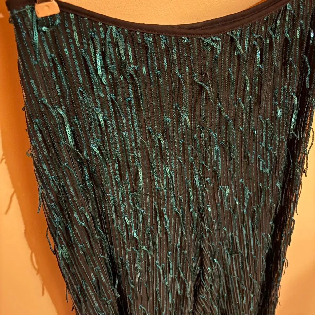 Anthropologie Maeve Sequin Embellished Trousers in Green Black Sparkle - Image 7