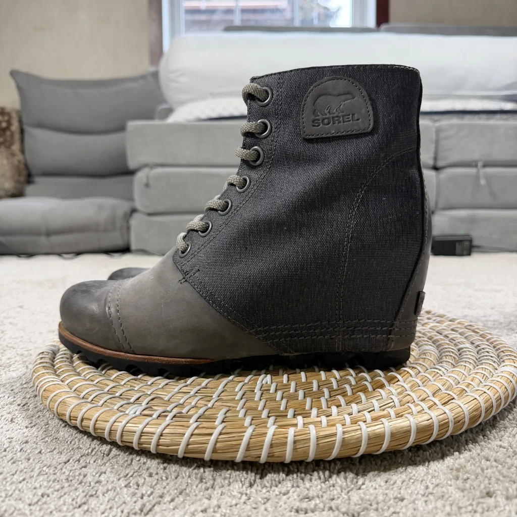 Sorel Women’s PDX Lexie Wedge Lace-Up Ankle Boots Bootie in Gray Quarry 10 - Image 3