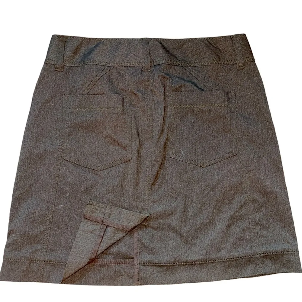Athleta Forest Brown Twill Zipper Front Pockets back Patch pockets skirt size 6 - Image 2