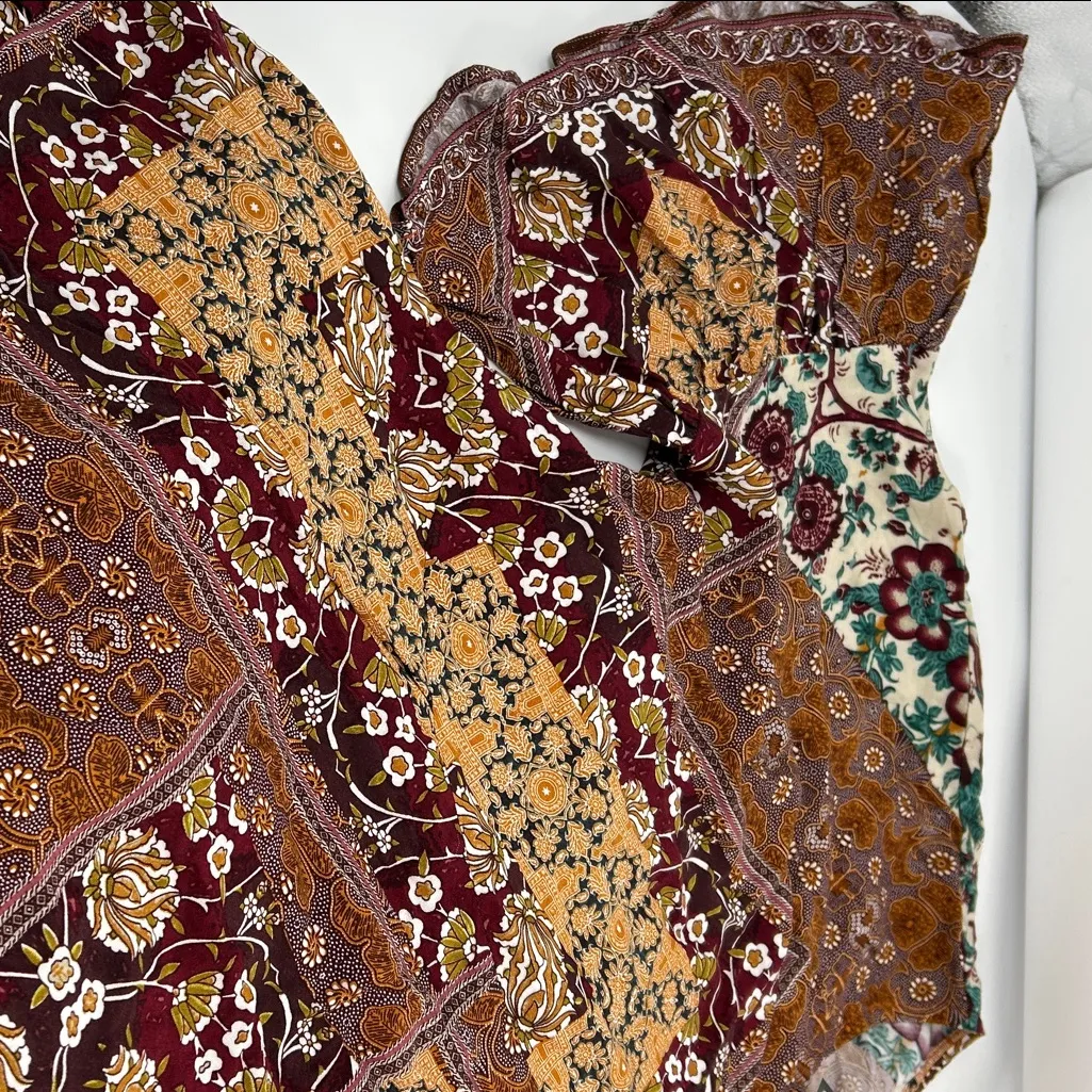 Avenue Women's Patchwork Floral Blouse - Brown and Cream - Image 6