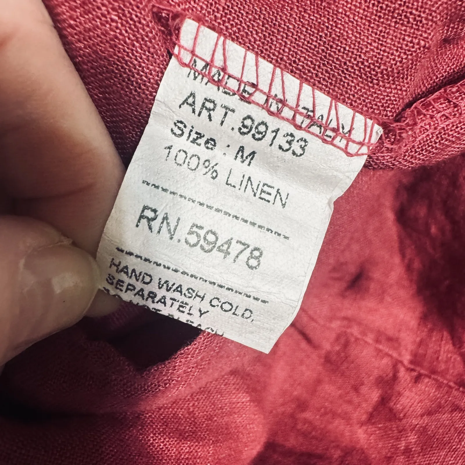 Viola Borghi 100% Linen Bright Pink Top Blouse bell sleeves Made in Italy sz M Size M - Image 5