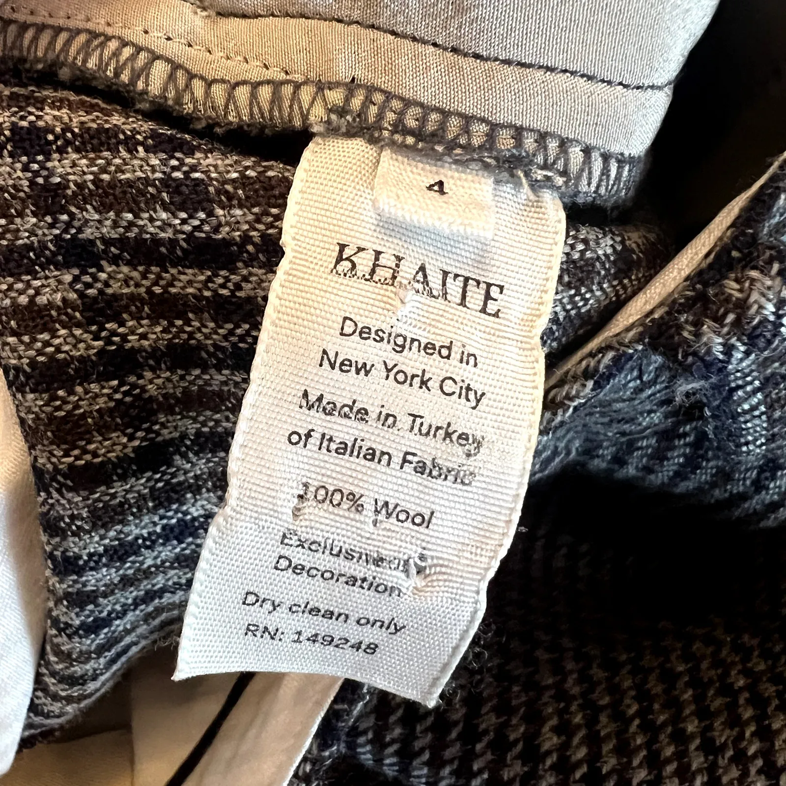 Khaite Plaid Pull on Wool Ankle Pants size 4 gray brown black - Image 7