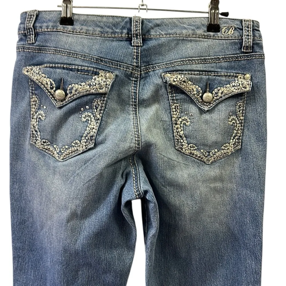 Code Bleu Andrea Denim Embroidered Paisley Button Flap Blue Jeans Women 10 or 29 - Image 7