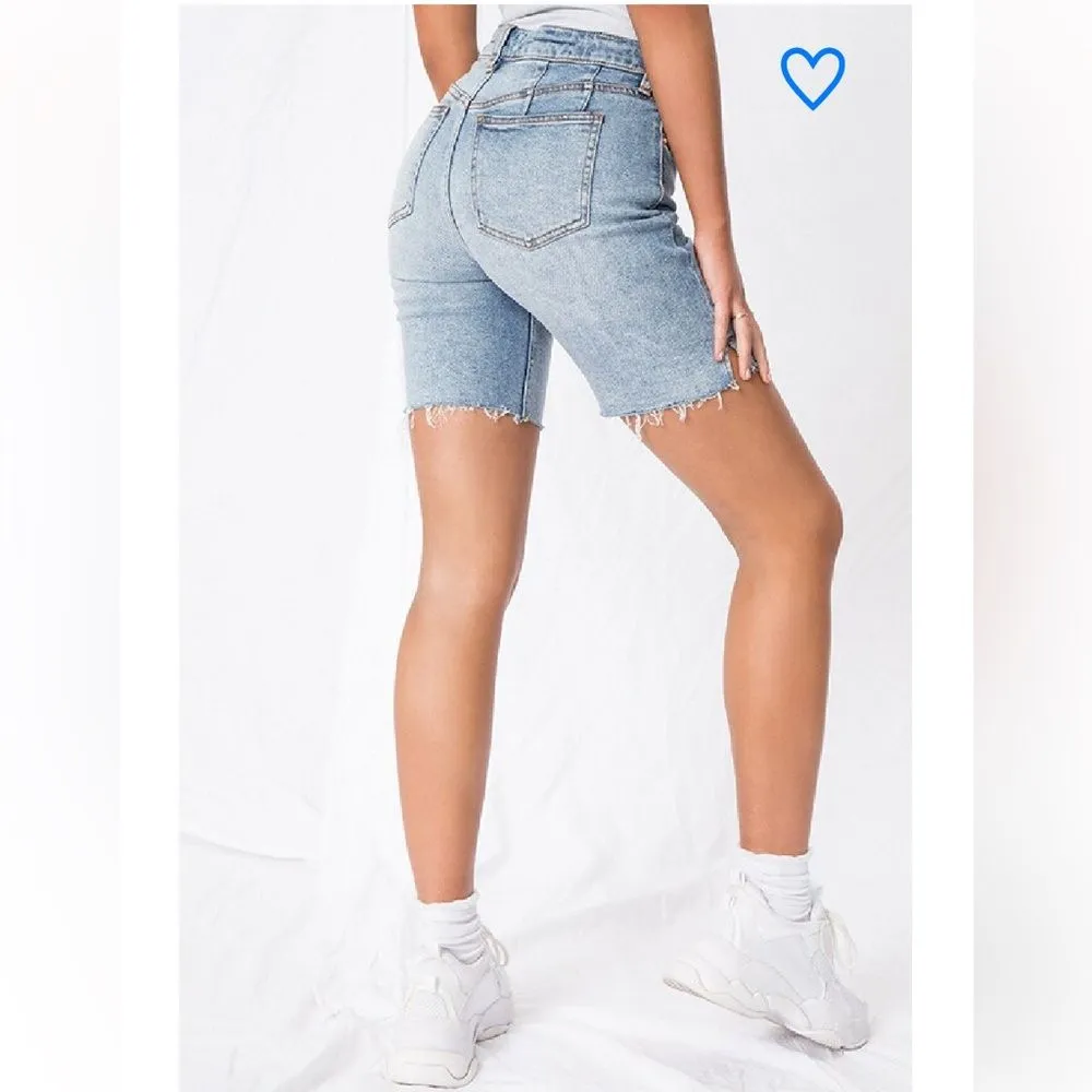 NWT Free People We The Free‎ Avery Bermuda Denim Jean Short Size 25 Pacific Blue - Image 3