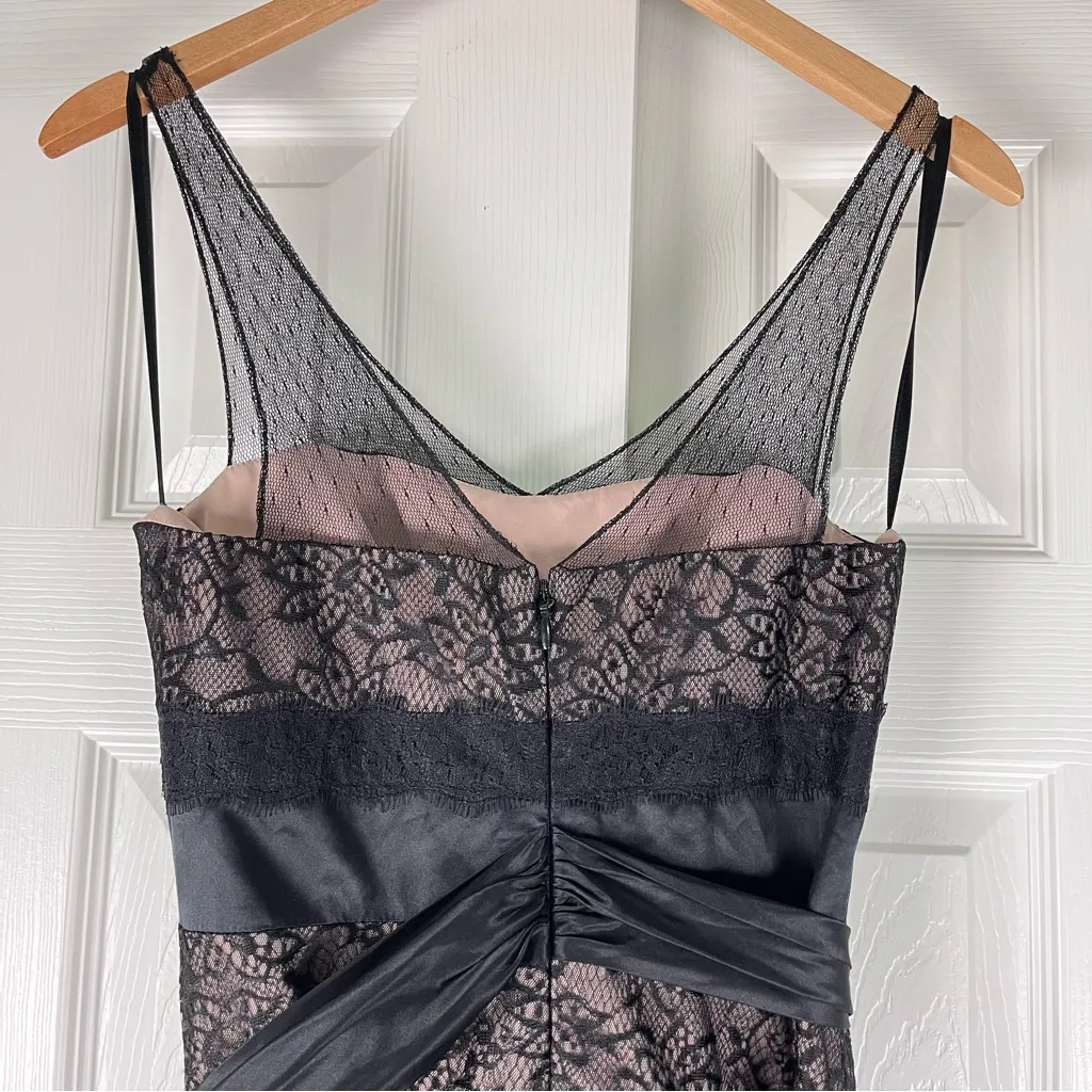 BCBGMaxAzria Long Tiered Lace Black Gown - Image 9