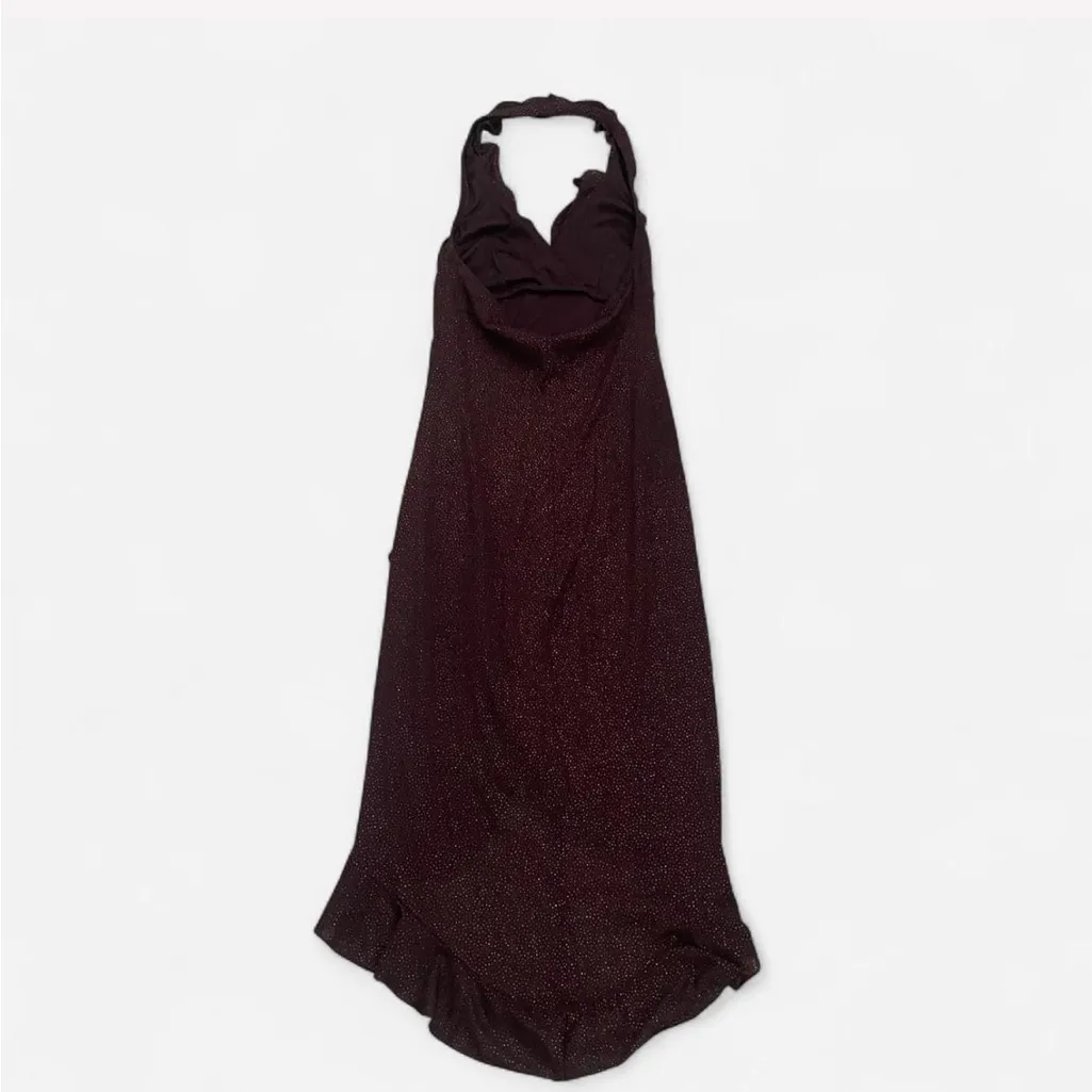 Vintage 90s Y2K Rampage Glitter Halter Ruffle Dress - Image 5