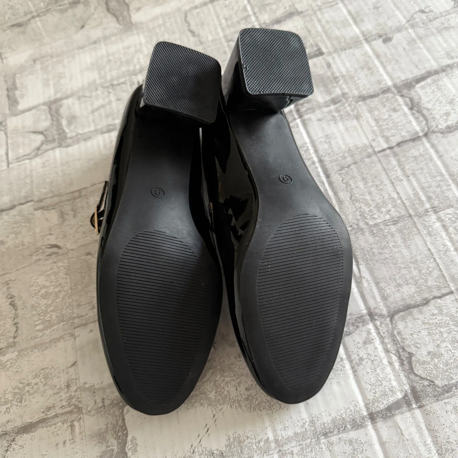 NWOB Trary Black Patent Leather Chunky Block Heel Round Toe Mary Jane Pumps Sz 9 - Image 9