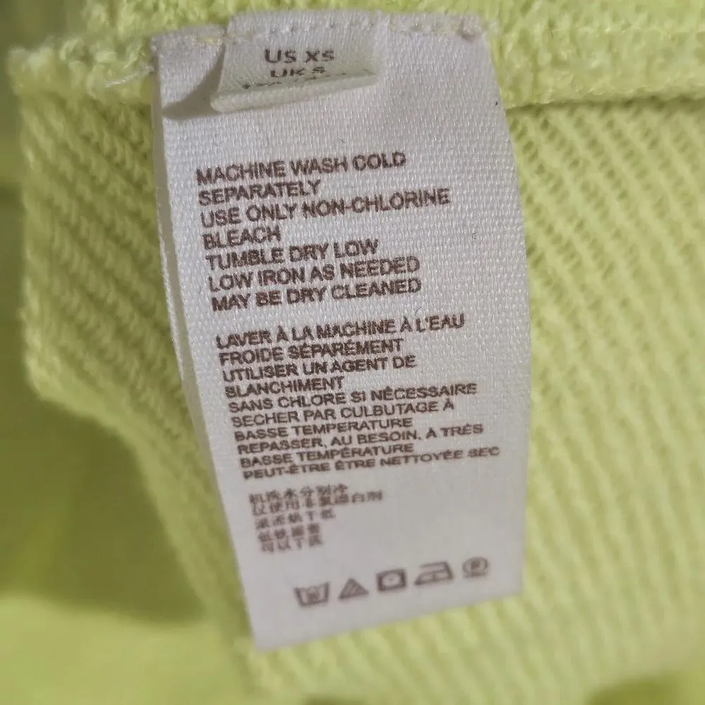 Free People Isla Quarter Zip Sweatshirt XS Oversized Lace Yoke Boho Lime Peach - Image 10