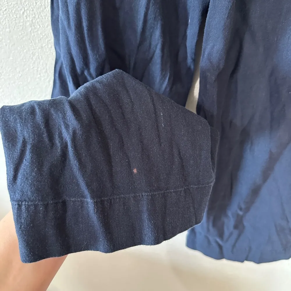 J.Jill Linen Blend Wide Leg Crop Pants Stretch Pull On Casual Womens Size Medium Blue - Image 7