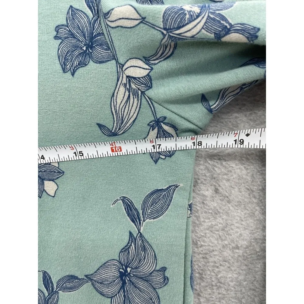 LOGO Lounge Women's Hoodie Floral Blue Lace Hem Long Sleeve Size XS Cotton Blend - Image 9