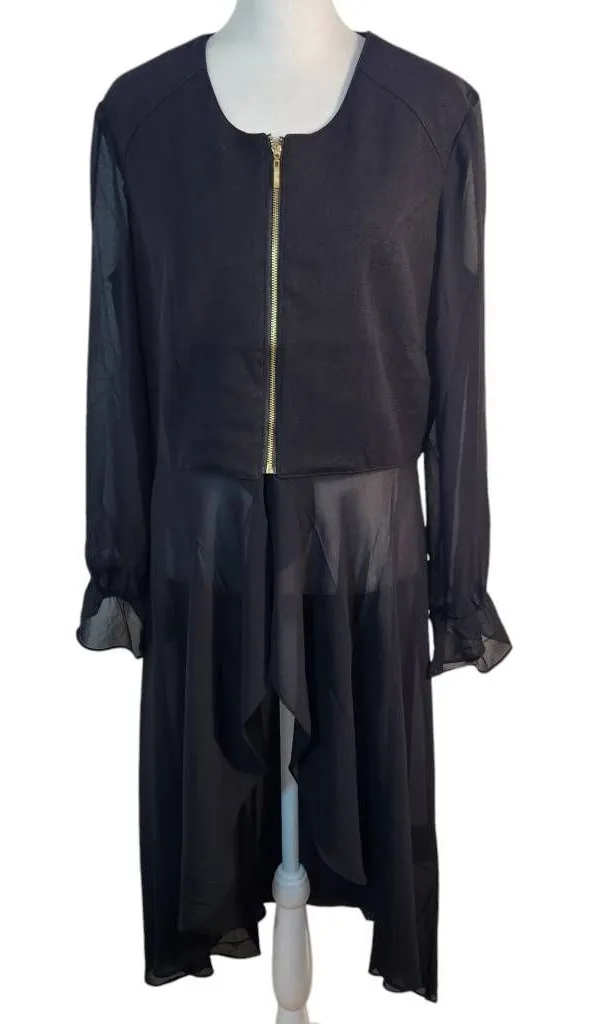 Simply Noelle Black Chiffon and Knit Zip-Up Jacket NWT Size Small/Medium - Image 1