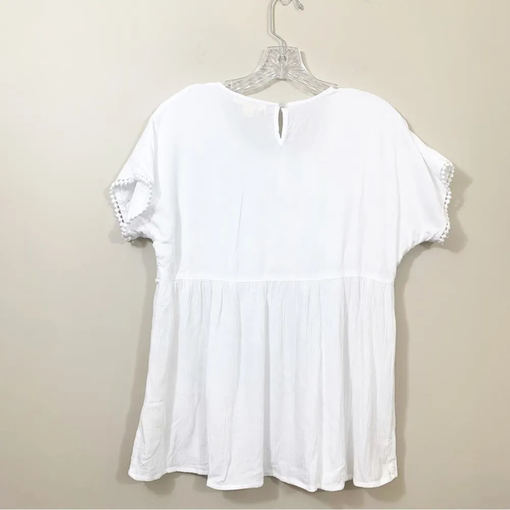 Studio West Apparel Crochet White Short Sleeve Top - Image 4